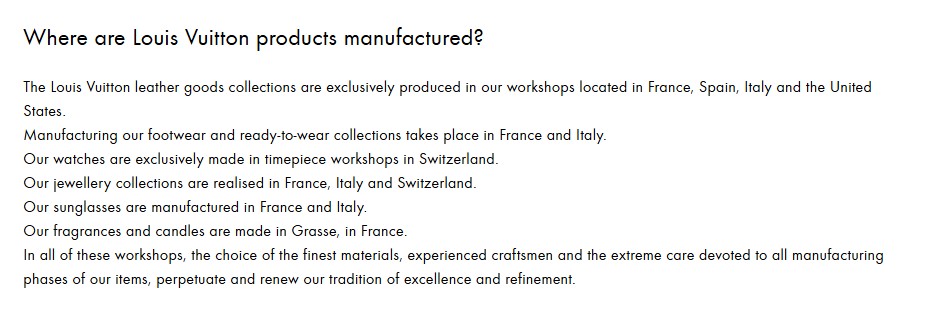 Where are Louis Vuitton products manufactured