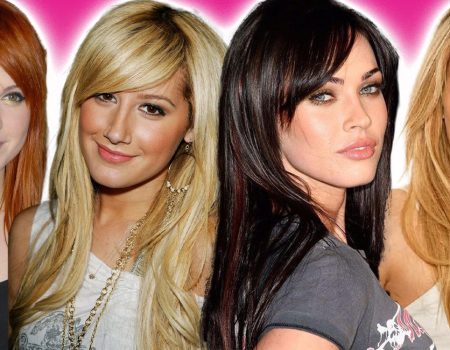 A group of woman with side bangs hairstyle banner