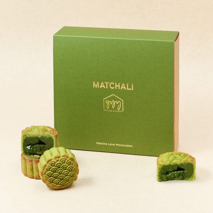 Matchali matcha mooncake gift box with green tea snowskin mooncakes